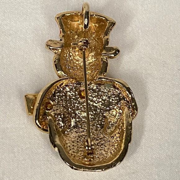 Patriotic Snowman Brooch And Pendant Heavy Gold Tone Enamel Cloisonne - Picture 8 of 9